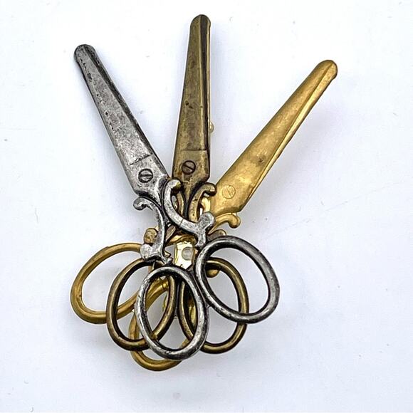 Vintage JJ Jonette Scissor Brooch Pin + Multi-Scissor Cluster Brooch - Set of 2 - Picture 7 of 11